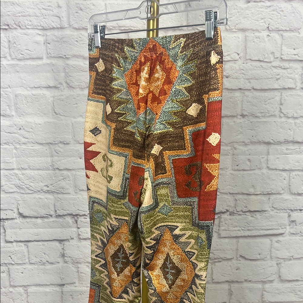 Southwestern Print Flared Pants in Rust & Cream - Picture 6 of 7